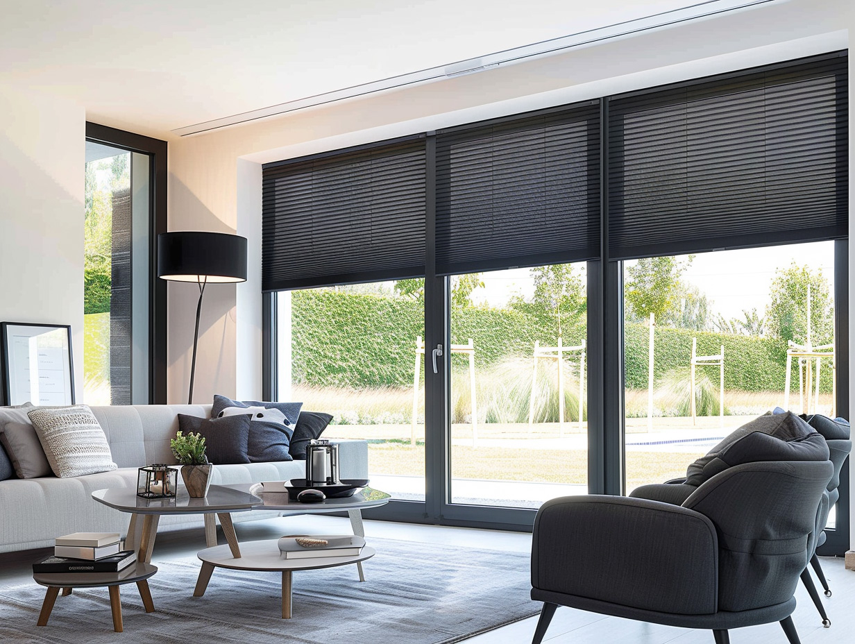 Nowoczesne wnętrze z plisami w ciemnym kolorze