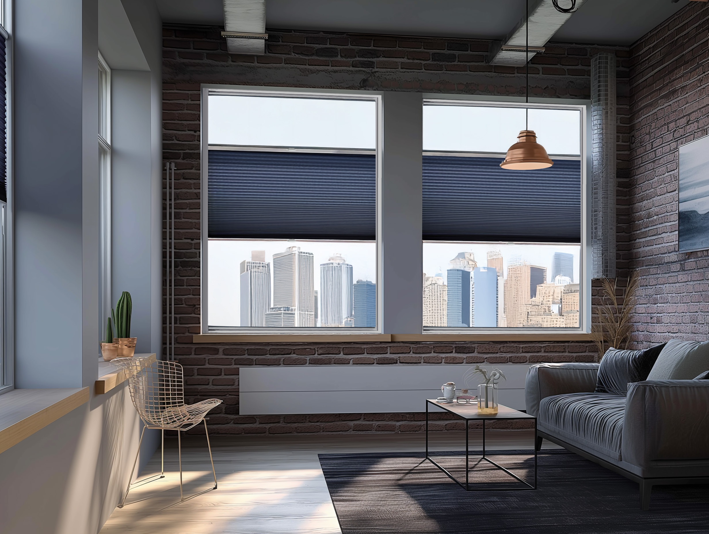 Industrialne wnętrze z plisami